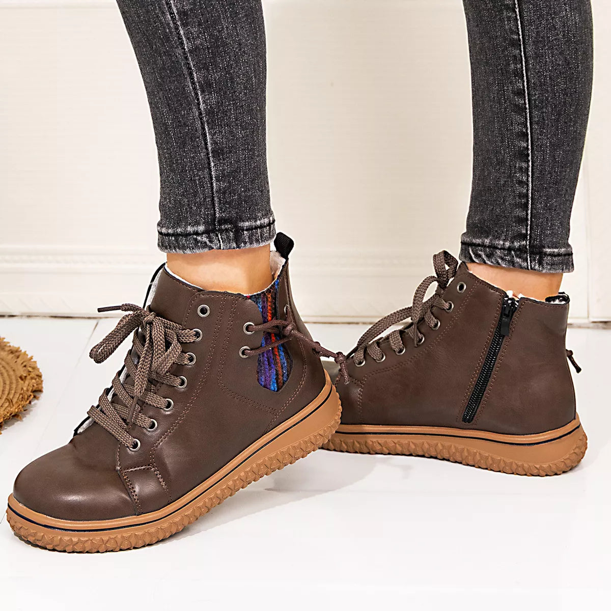 Round Toe Platform Boots close up of the sole