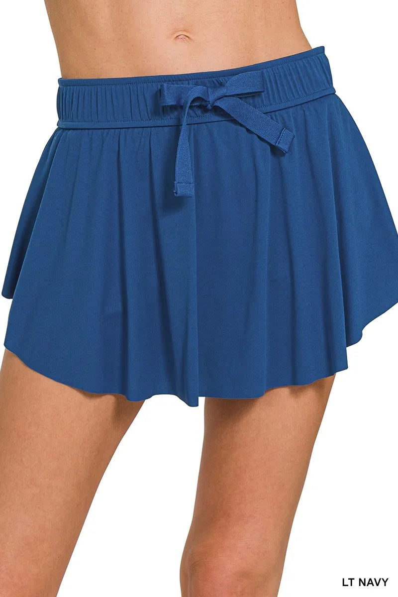Zenana ruffle hem tennis skirt front view