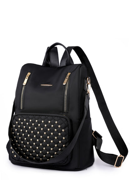Zipper Pocket Beaded Backpack - Fashorio