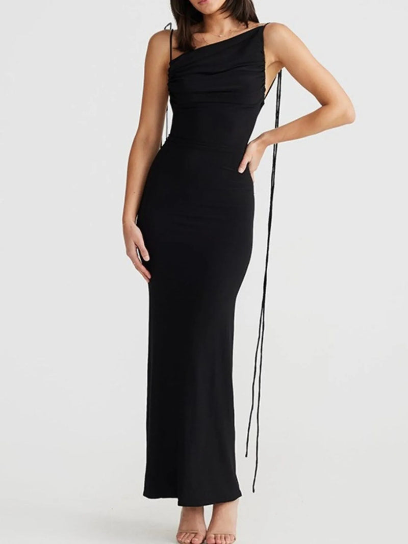Backless slit sleeveless bodycon maxi dress front view