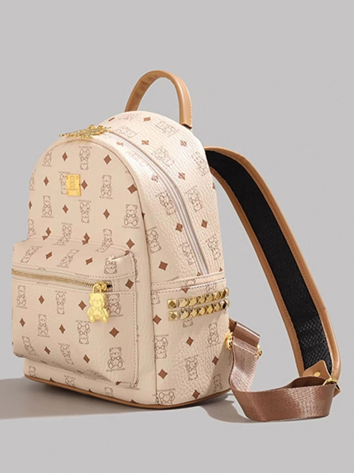 Cream bear mini backpack back view