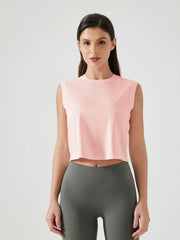 Millennia Round Neck Cropped Active Tank Watermelon pink - Fashorio