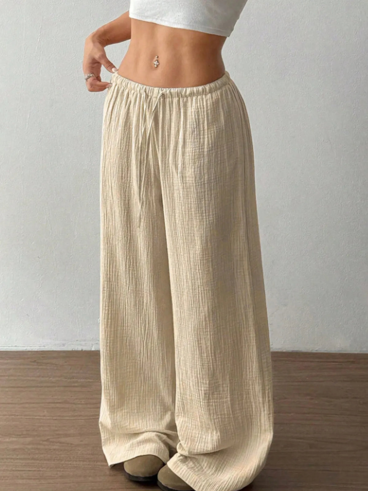 Wide Leg Casual Pants with Stretch, view 8
