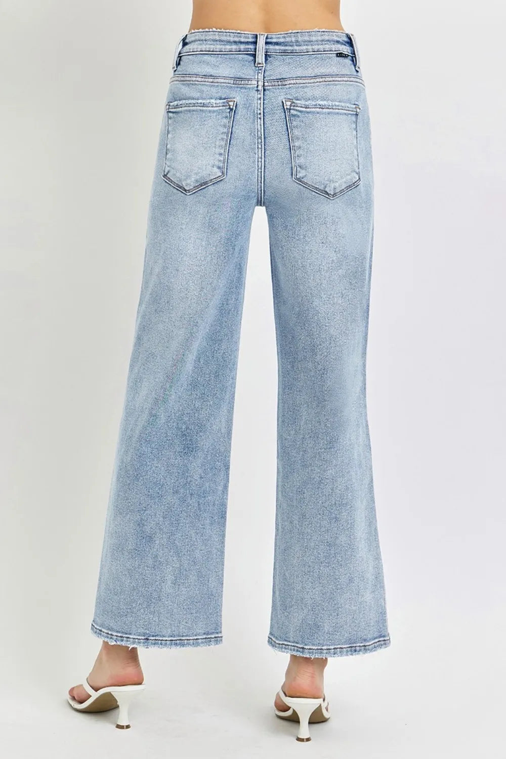 RISEN Full Size Tummy Control High Rise Crop Wide Leg Jeans - Fashorio