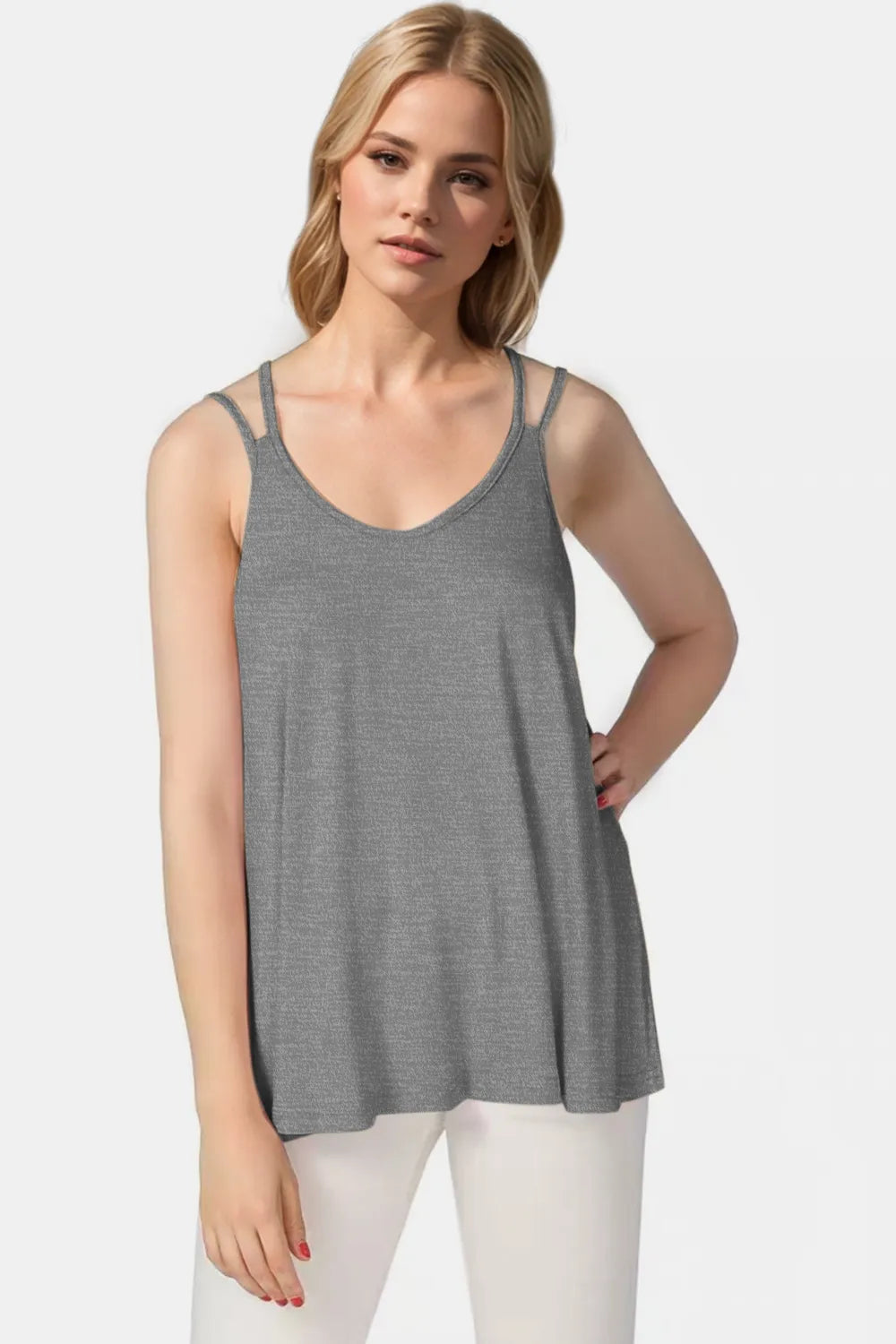 Ivory bamboo cami top front view