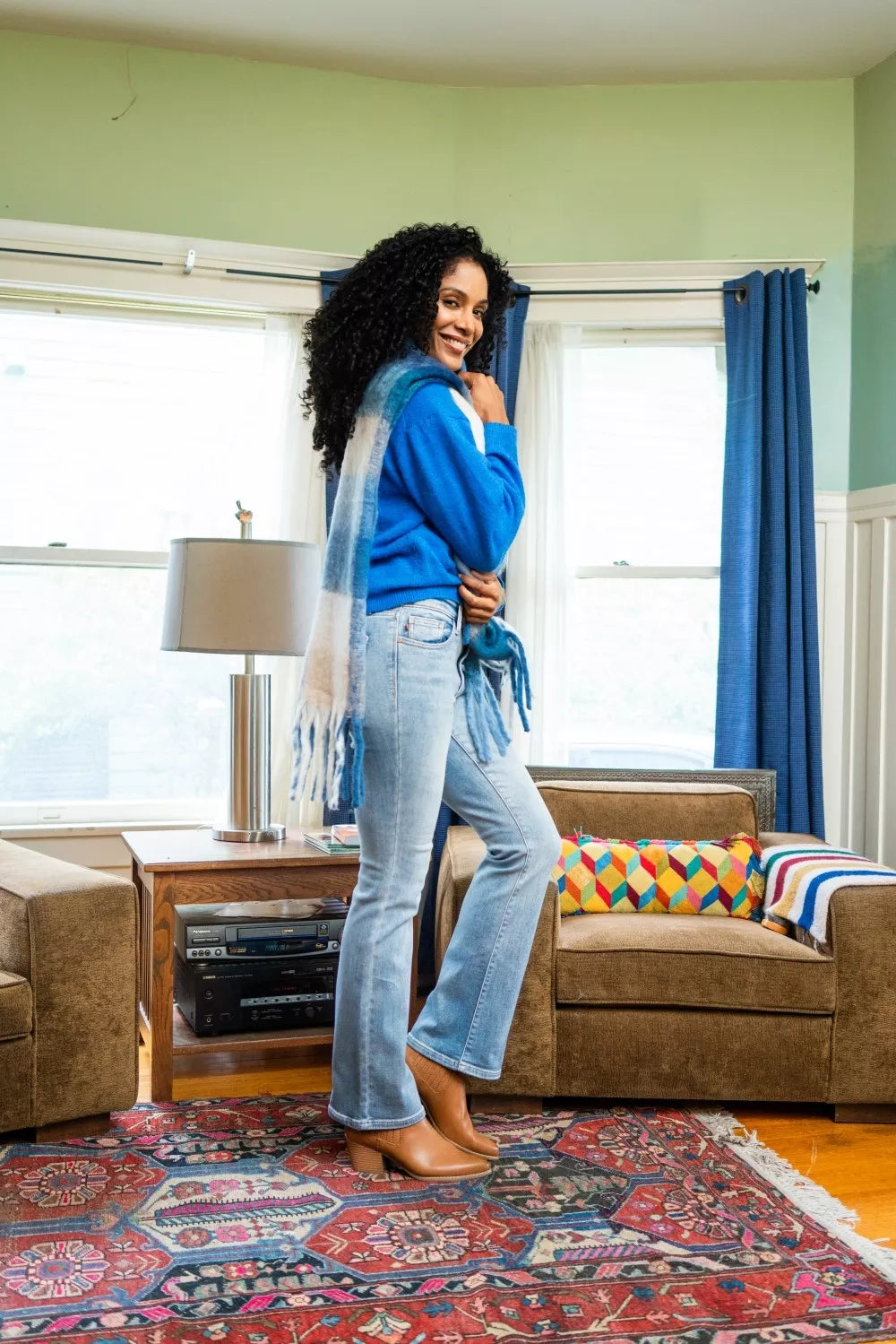 Judy Blue thermal bootcut jeans hem detail