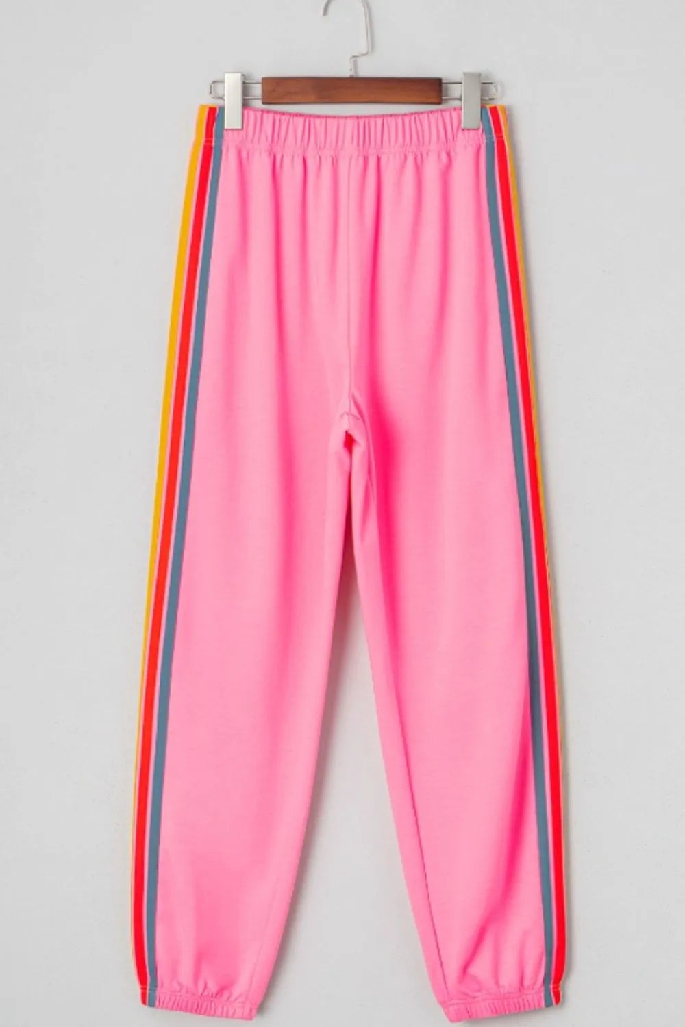 Contrast Striped Elastic Waist Active Pants - Fashorio