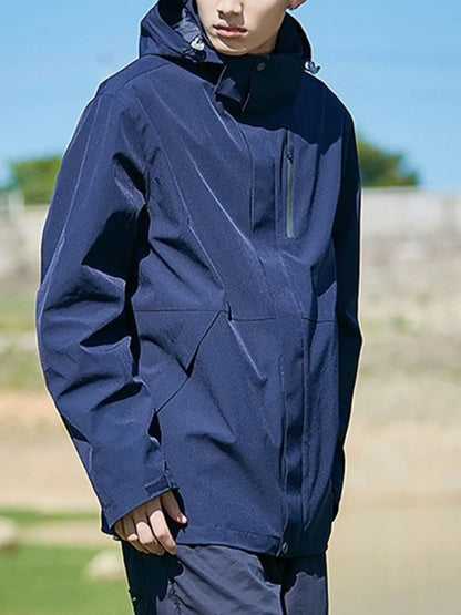 Men's Full Size Zip Up Long Sleeve Hooded Jacket Plus Size - Fashorio
