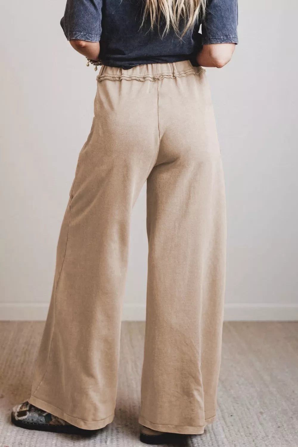 High Waist Wide Leg Drawstring Pants styled detail