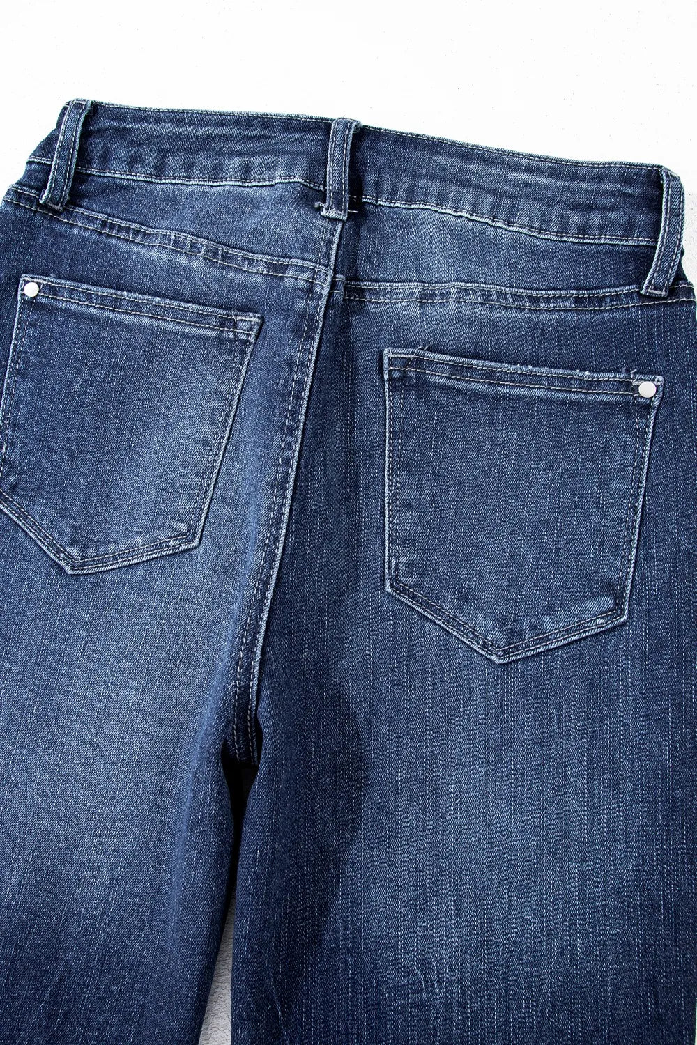 Flare leg shape on mineral wash denim