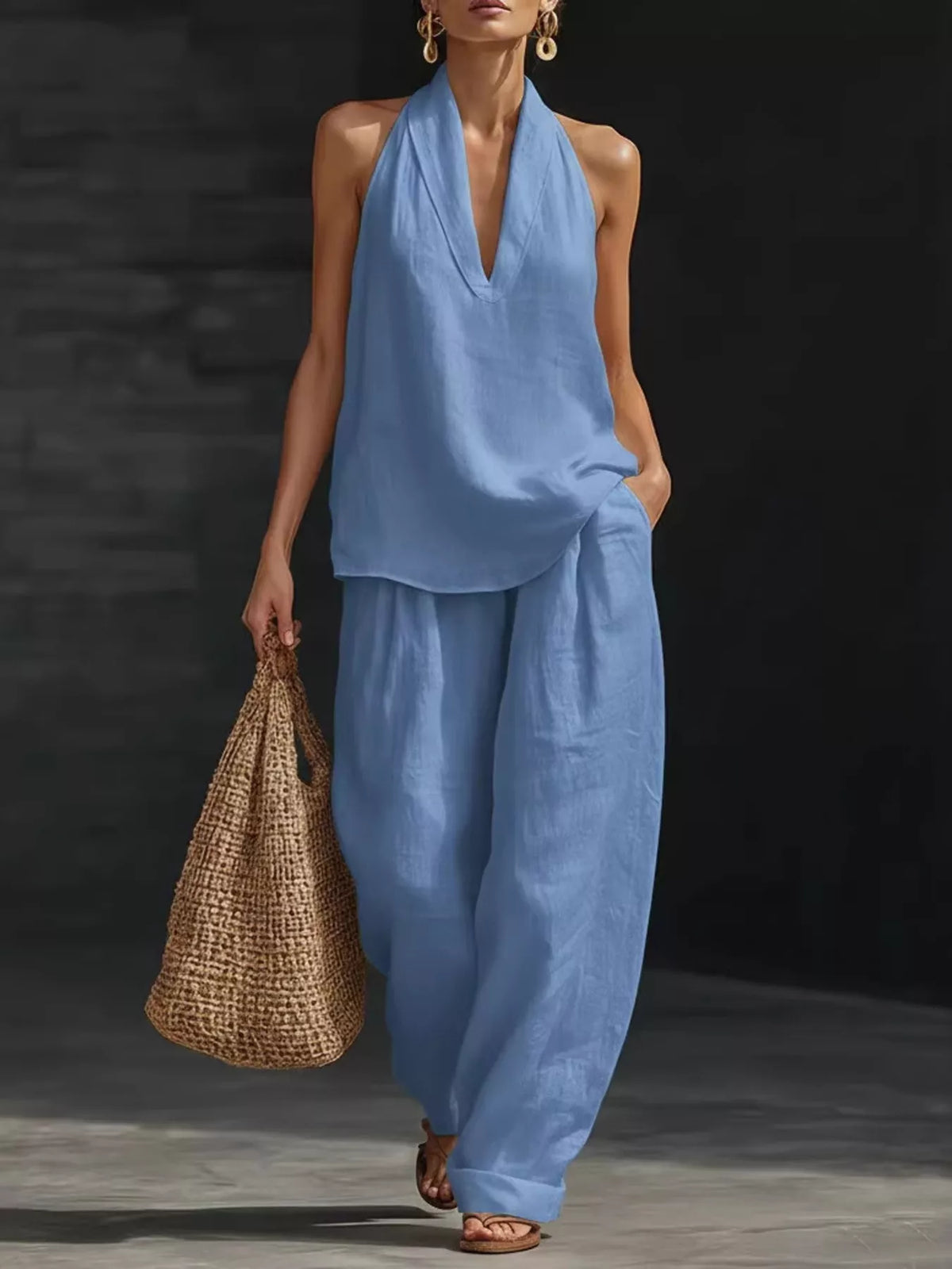 Coordinated halter set full length styling