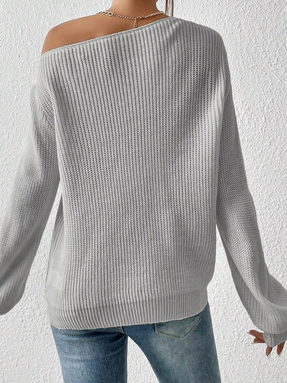 One shoulder knit sweater full outfit