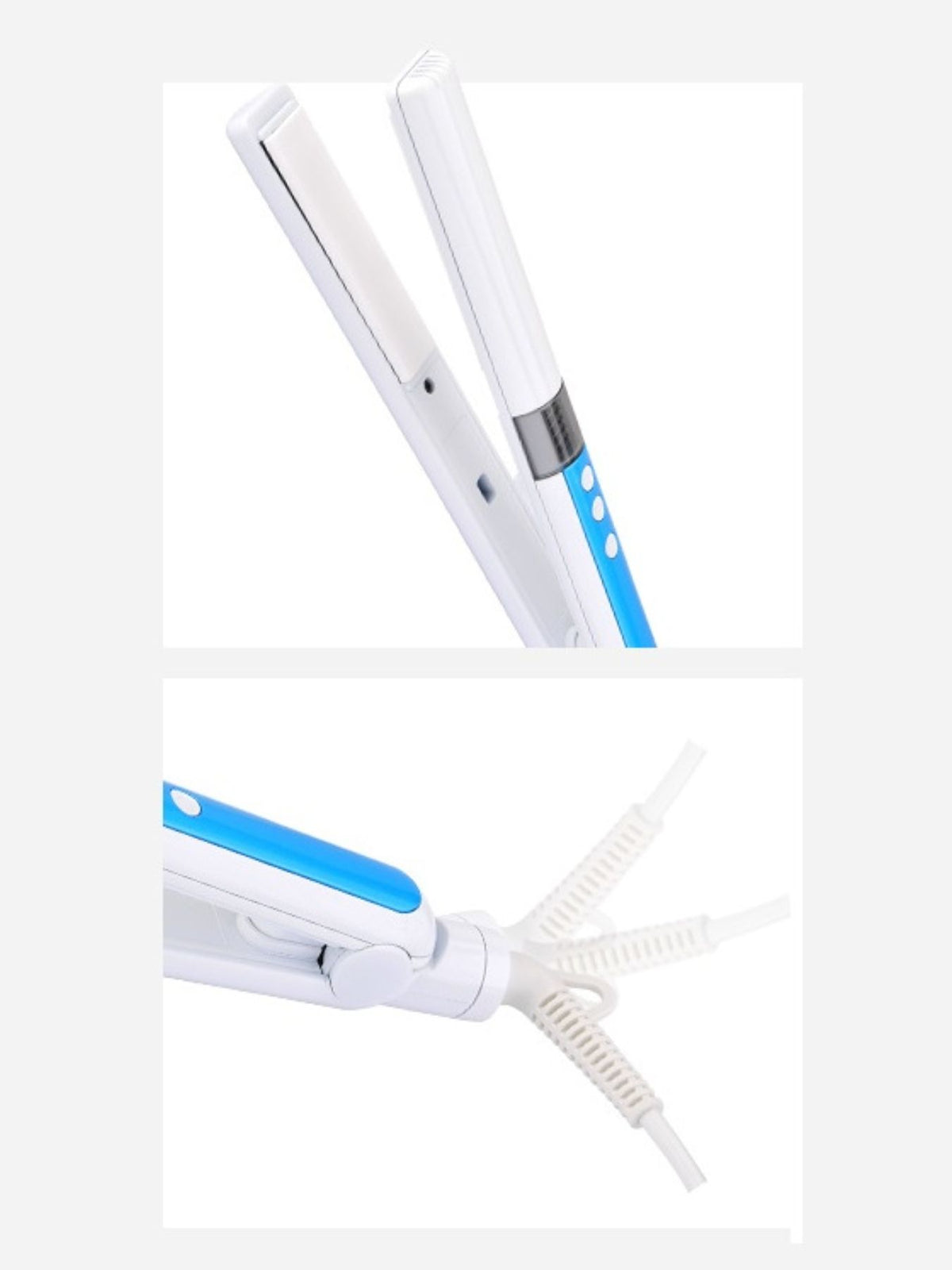 Hair straightener heating plates close up