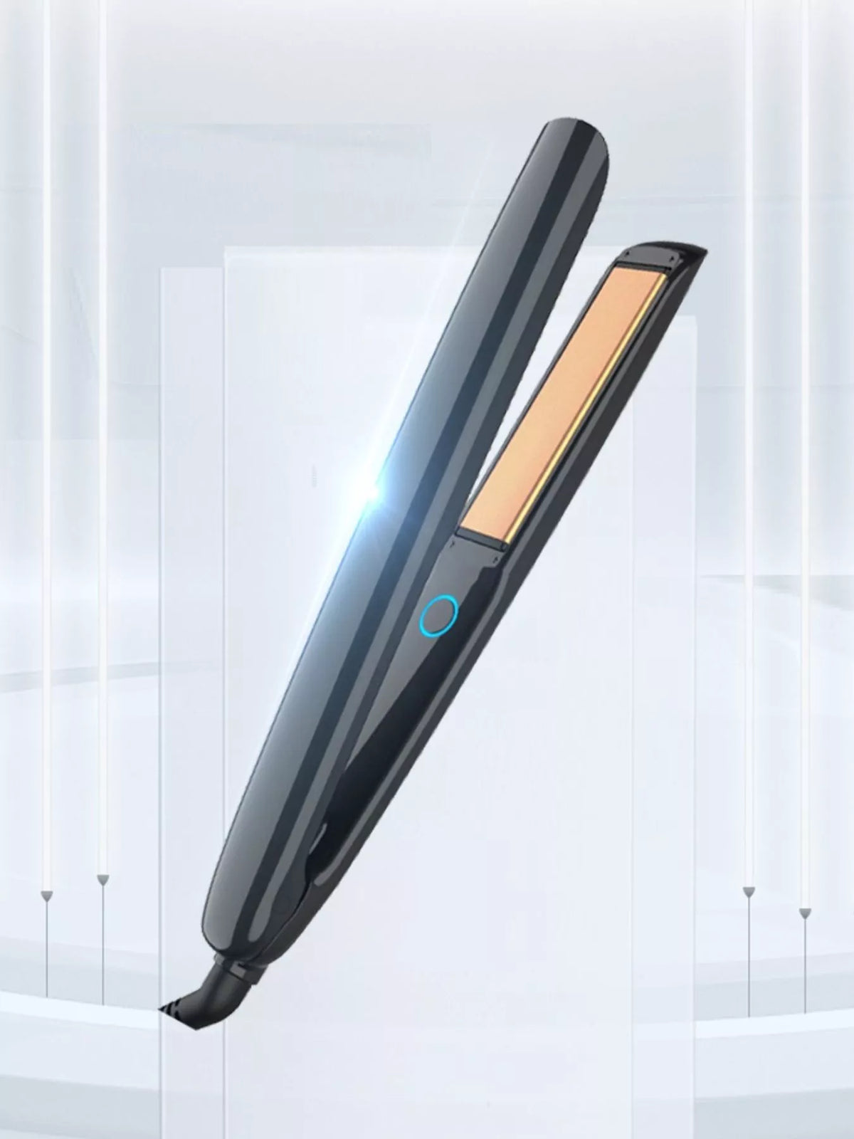 Fast heating hair straightener front view