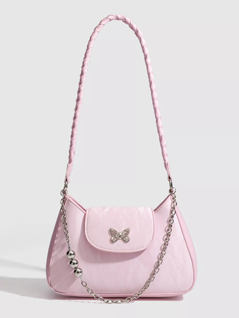 Butterfly decor chain shoulder bag in pink