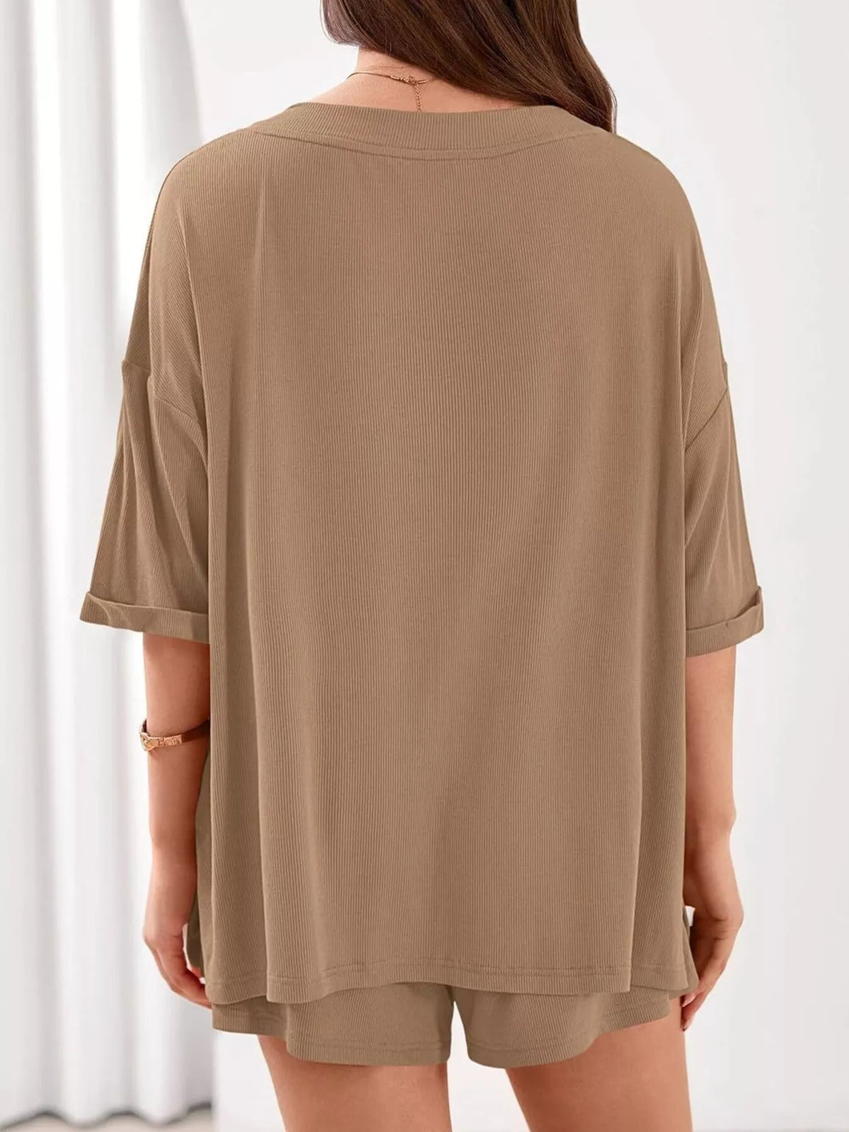 V neck top and shorts coordinated set