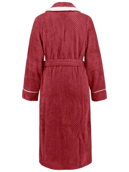 Contrast Trim Tie Waist Lounge Nightgown with Pockets - Fashorio