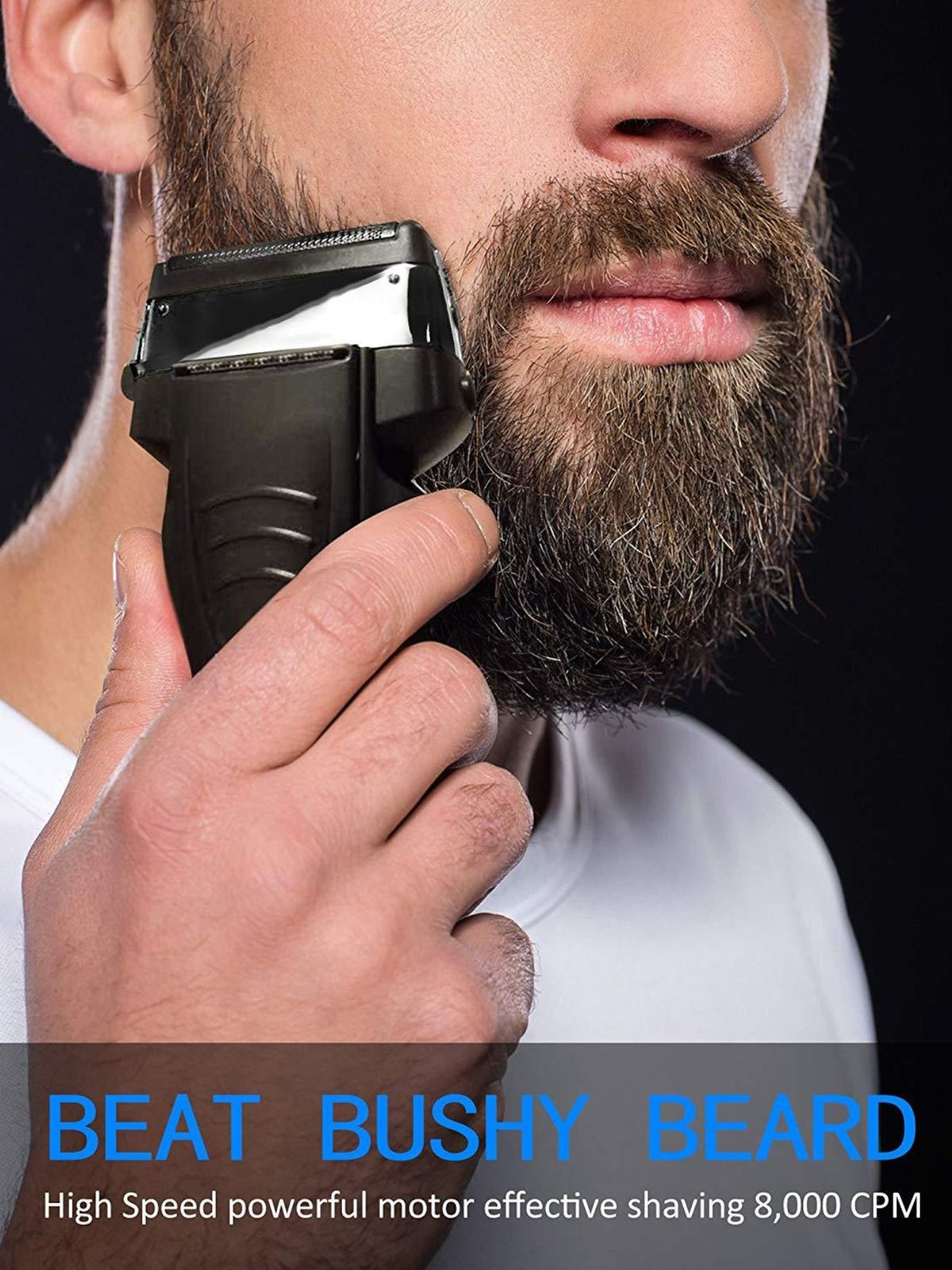Electric shaver held in hand