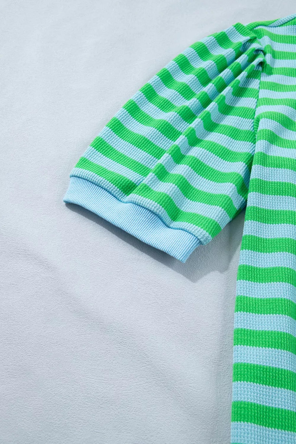 Stripe Colorblock Puff Sleeve Top and Shorts Two Piece Set, view 10