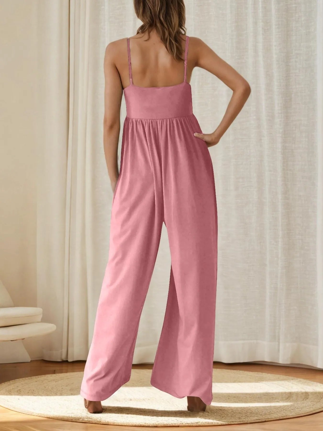 Spaghetti Strap Wide Leg Jumpsuit - Fashorio