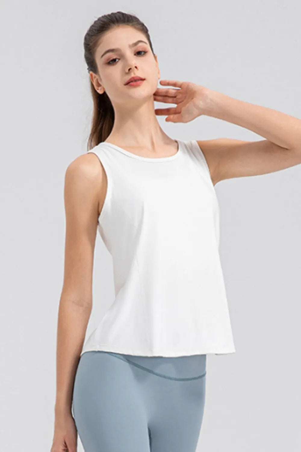 Wide Strap Round Neck Active Tank - Fashorio