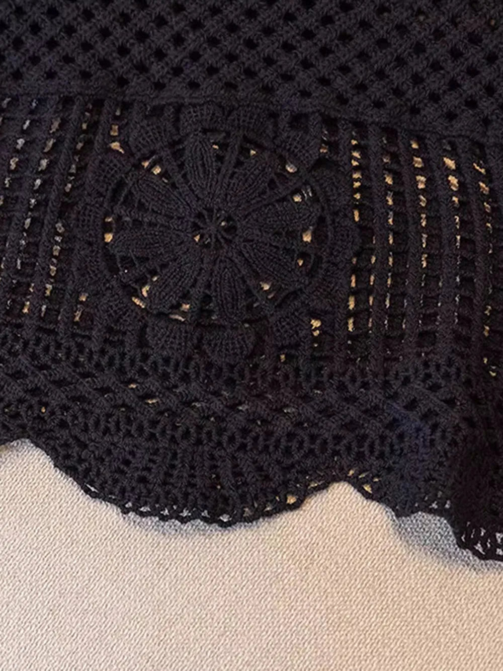 Scoop neck openwork tank top full styling view