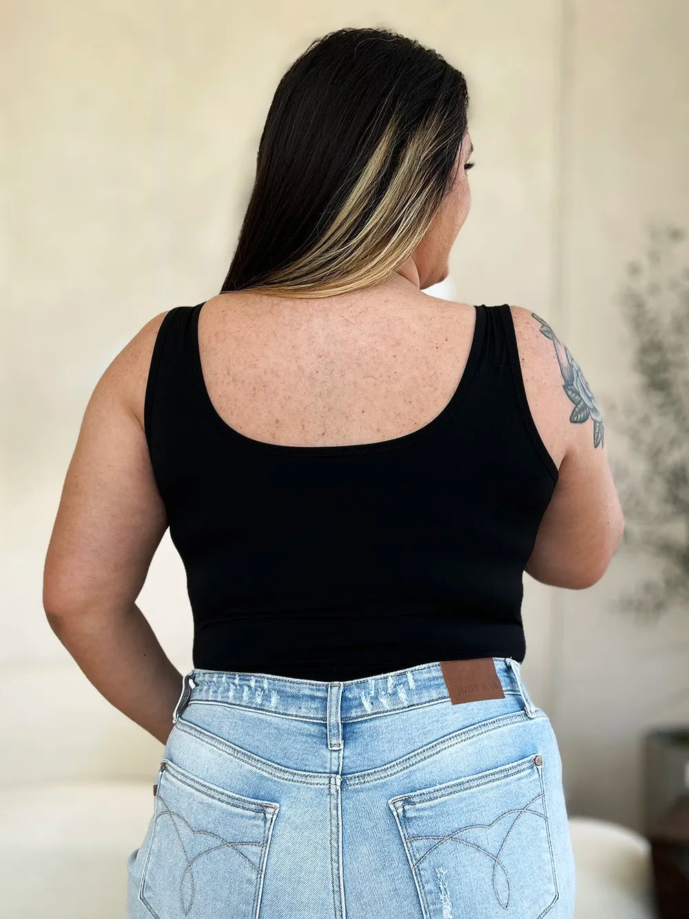 Back view of the sleeveless bodysuit
