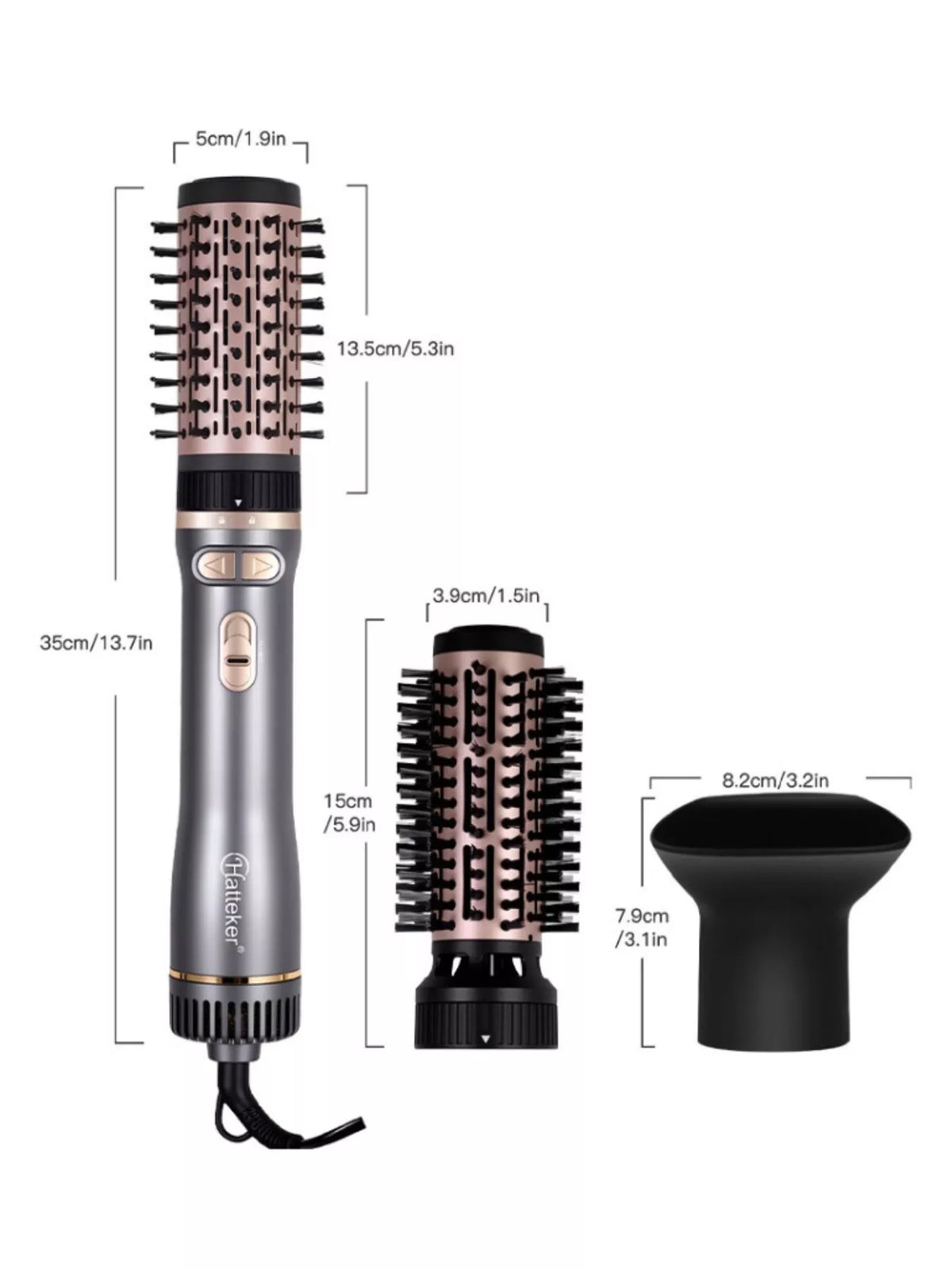 Hot air brush bristle head detail