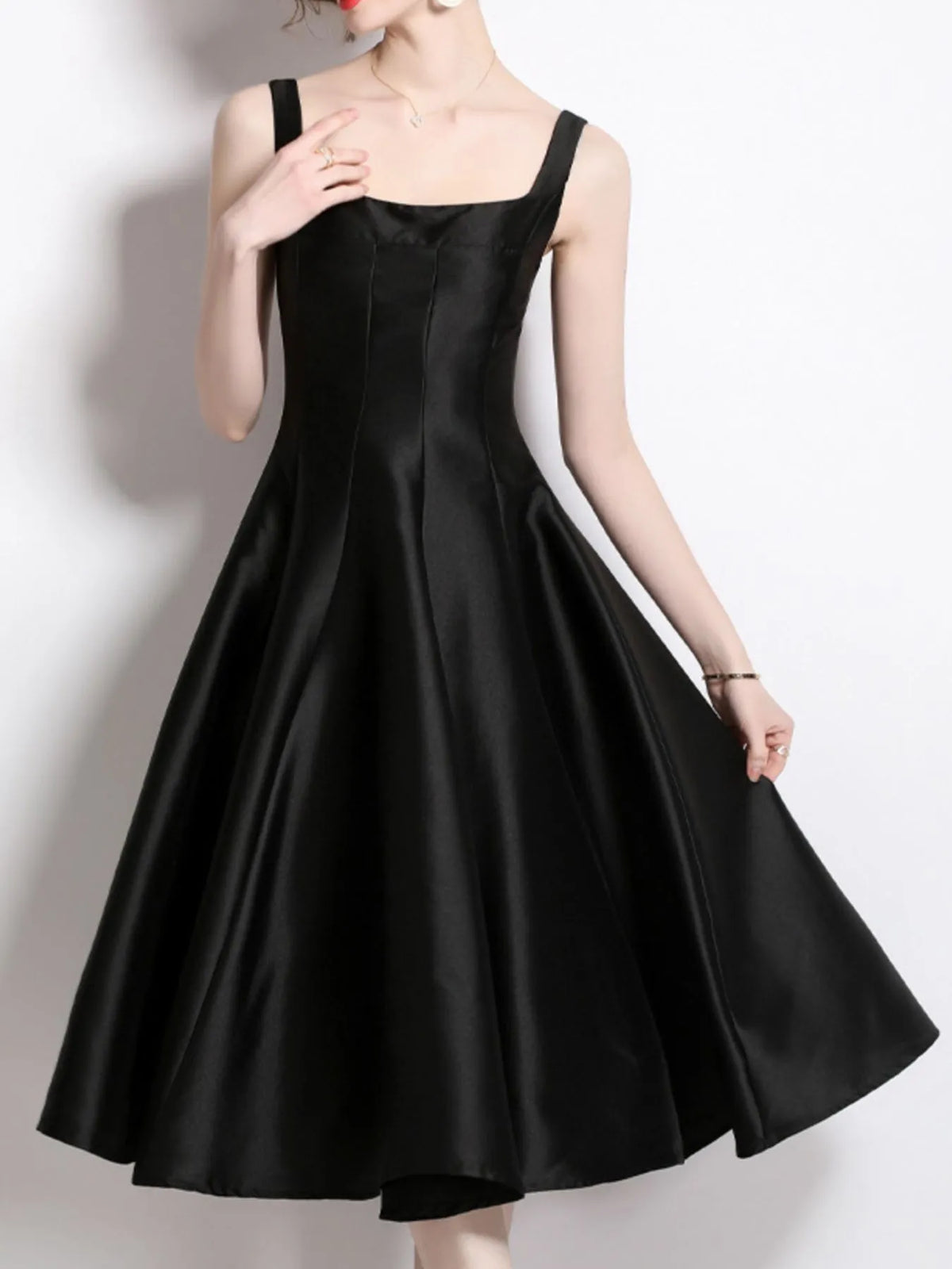 A Line Midi Sleeveless Dress full length view