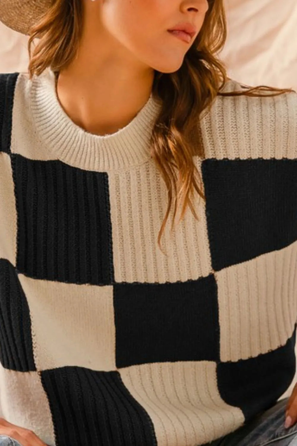 SO ME Check Plaid Casual Sweater Top - Fashorio