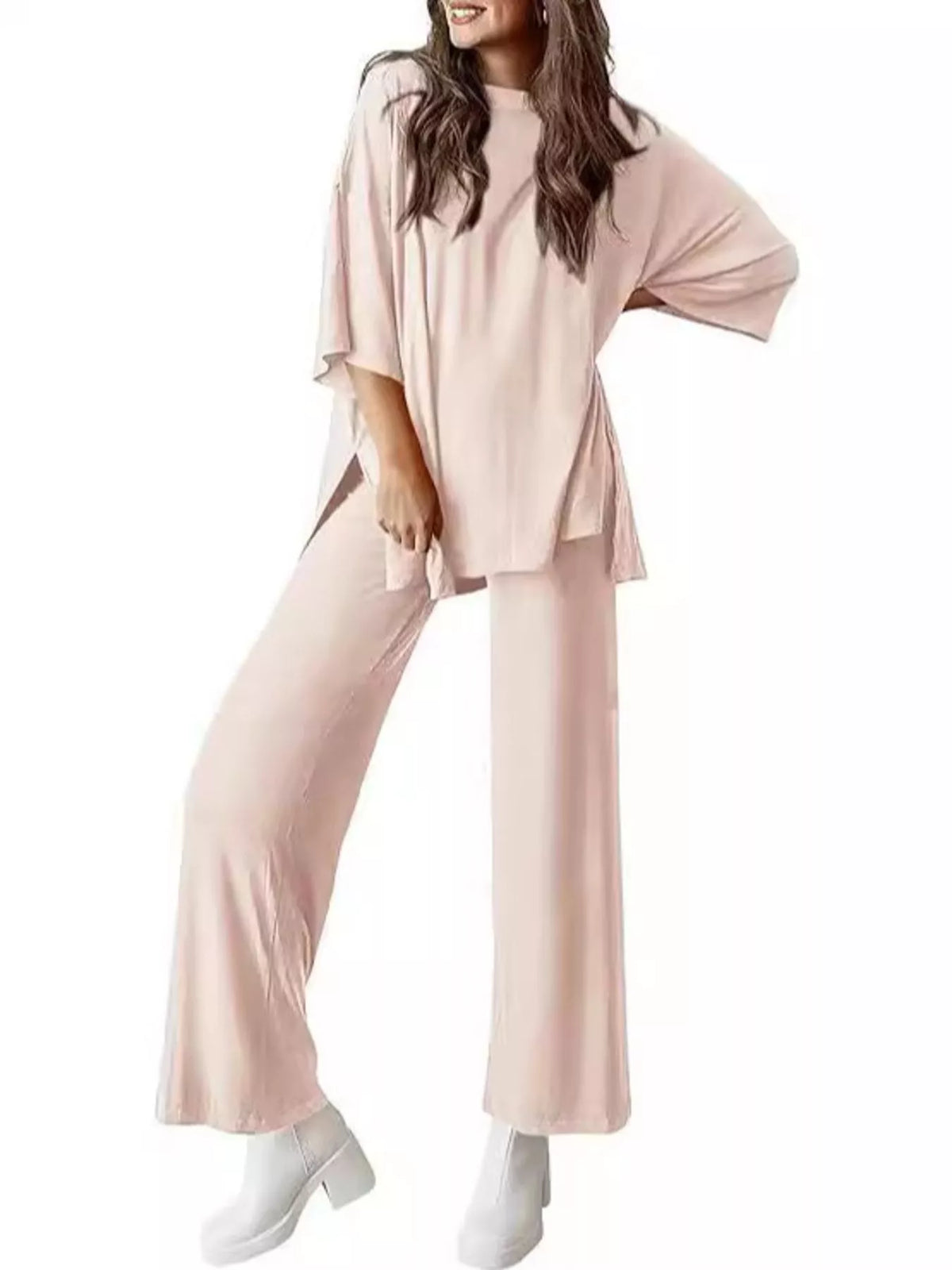 Coordinated relaxed fit top and pants side view