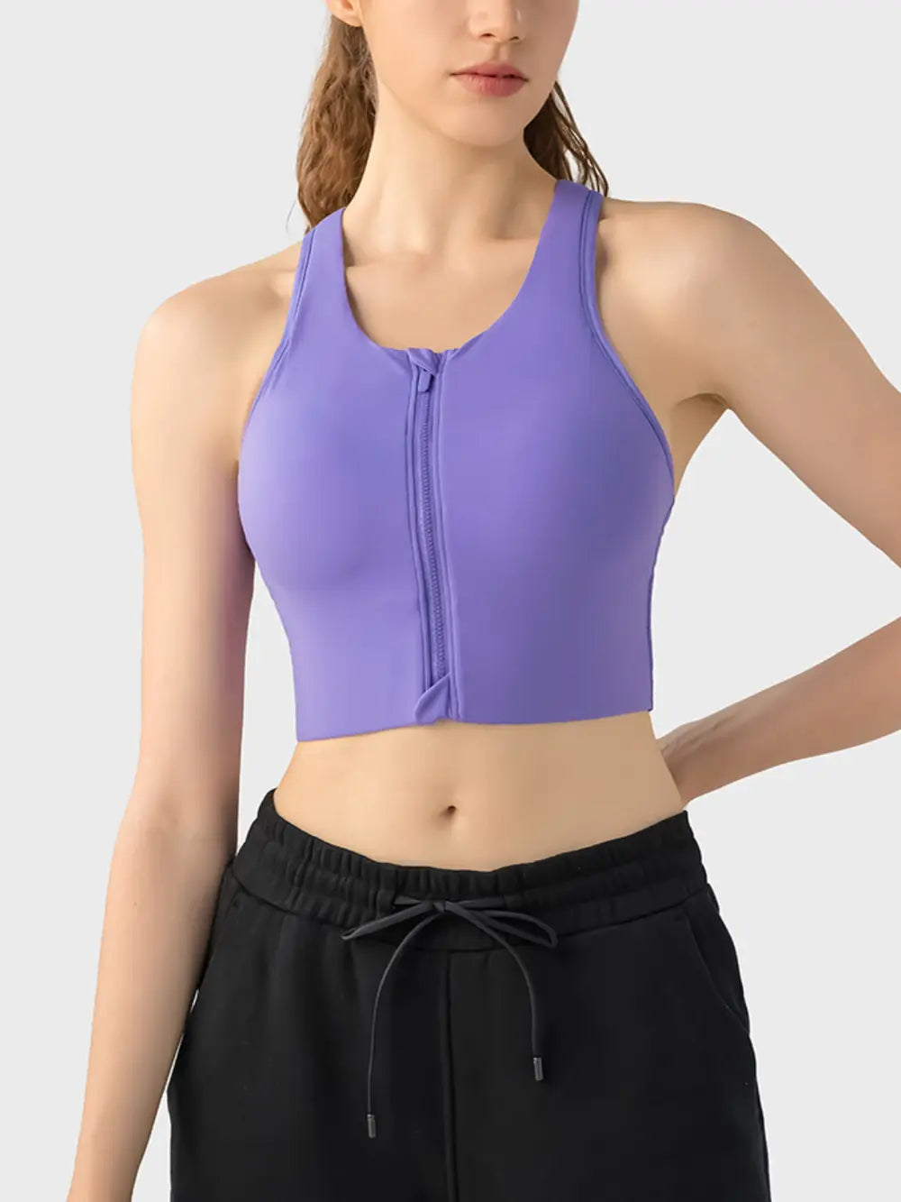 Millennia Wide Strap Sport Bra Purple - Fashorio