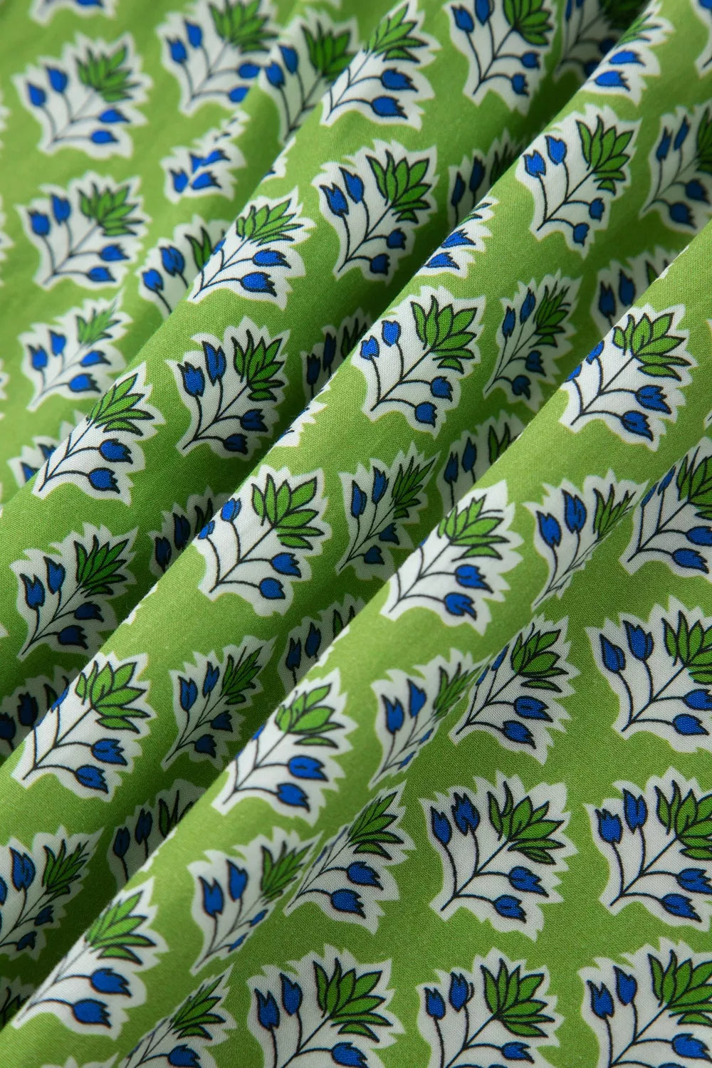 Matcha green floral print tie strap tank back view