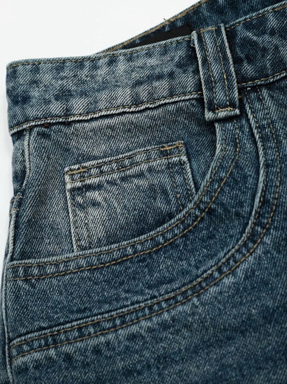 Men's Pearl Embellished Wide Leg Denim Shorts - Fashorio