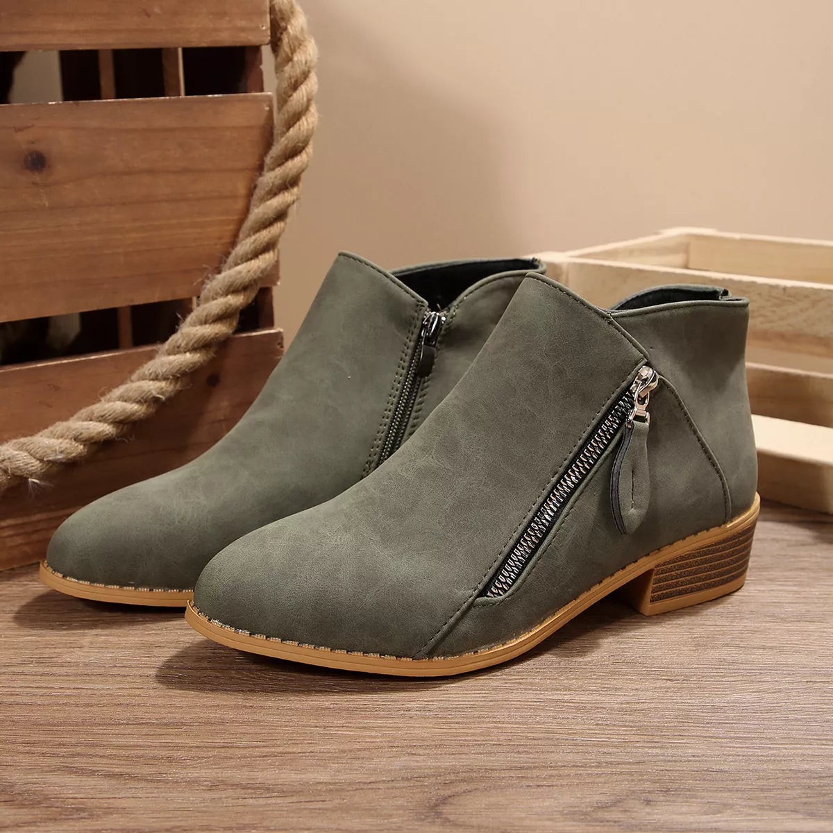 Block Heel Ankle Boots back heel view