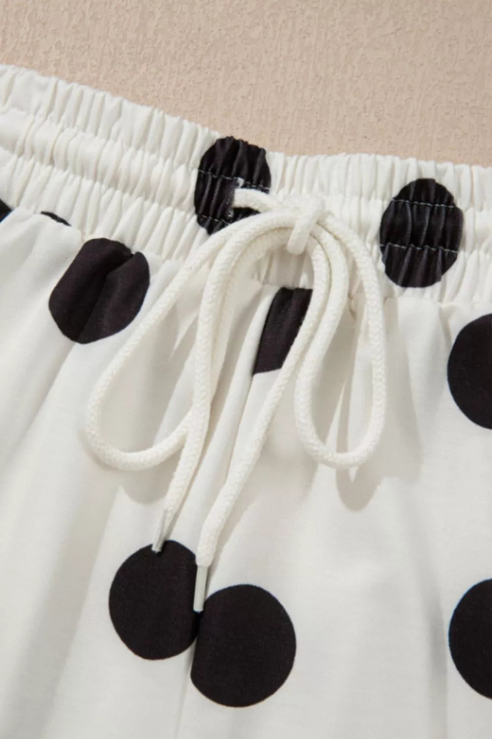 Polka dot shorts drawstring waist detail