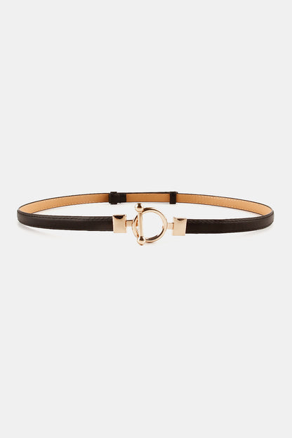 Toggle Buckle Skinny PU Belt Black One Size - Fashorio