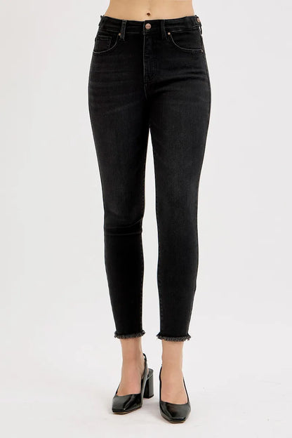RISEN Full Size Tummy Control High Rise Adjustable Waist Skinny Jeans Plus Size - Fashorio