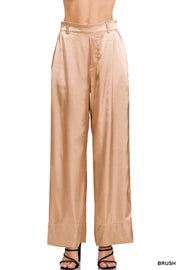 Zenana Wide-Leg Satin Pants BRUSH - Fashorio