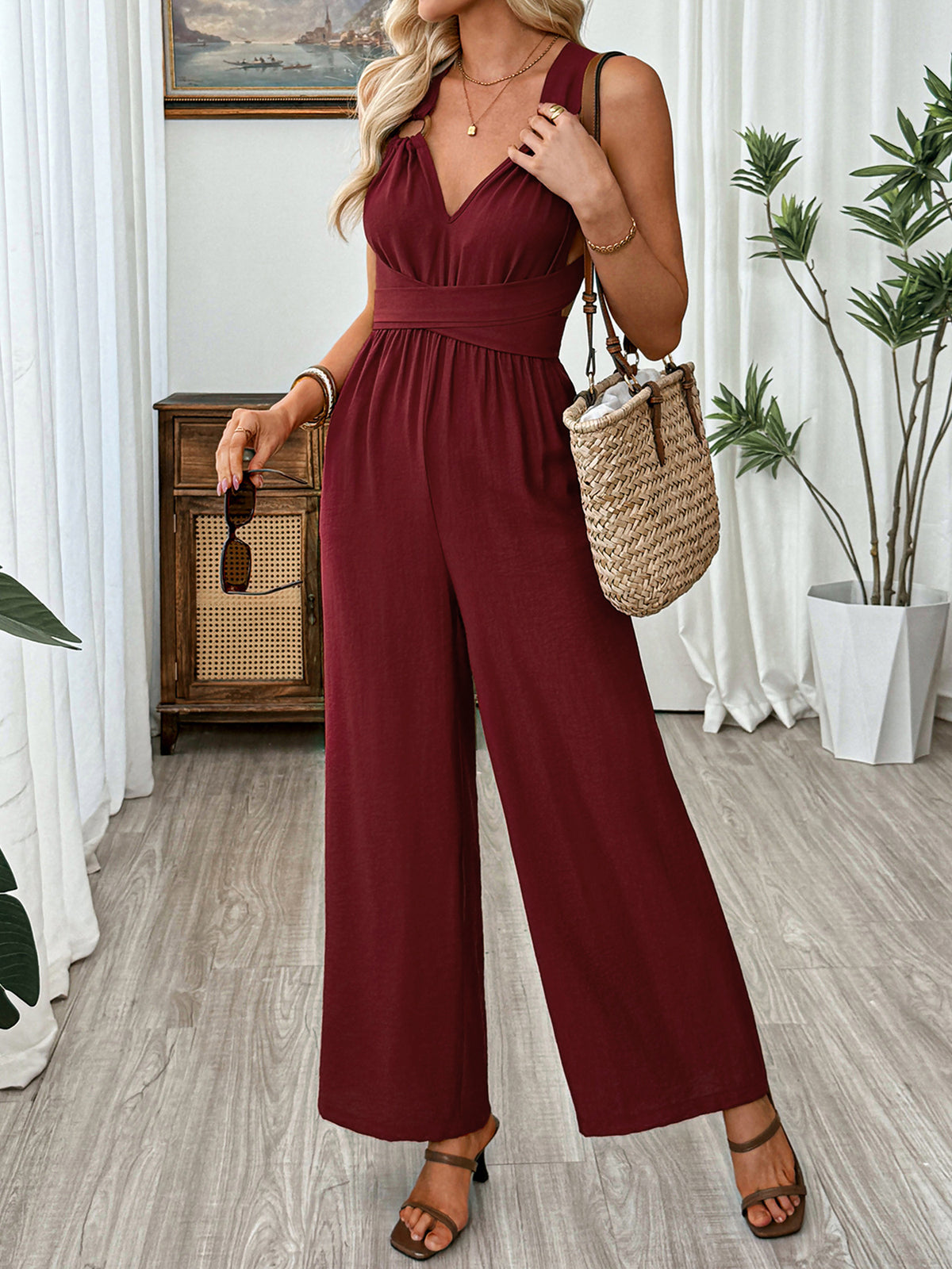 Waist detail on the viscose blend jumpsuit