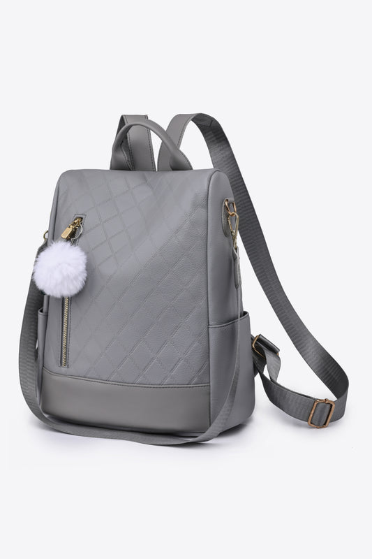 Pum-Pum Zipper Backpack Dark Gray One Size - Fashorio