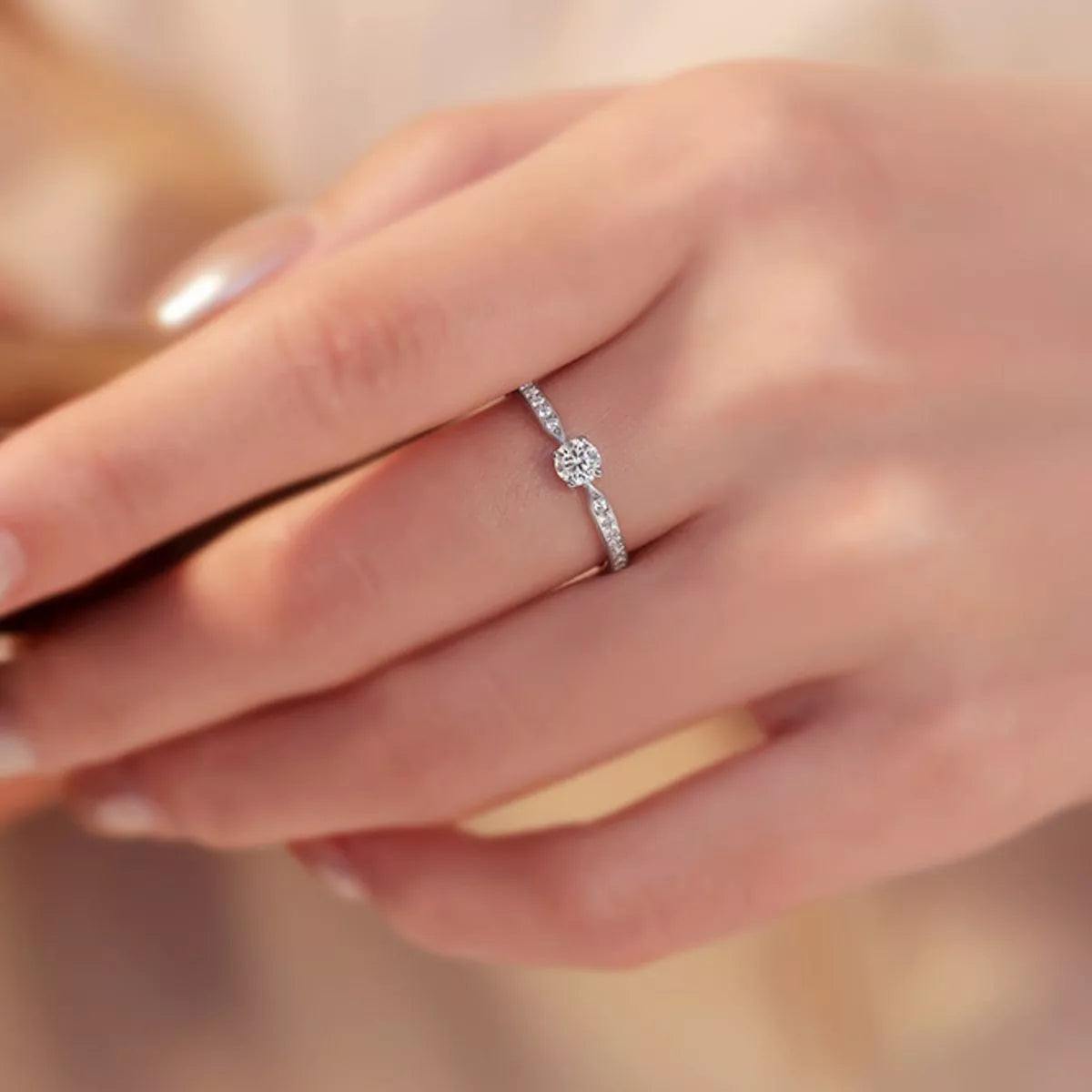 1 carat moissanite adjustable sterling silver ring front view