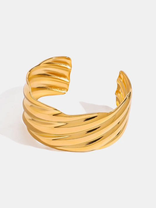 18K Gold-Plated Stainless Steel Open Ring Gold One Size - Fashorio