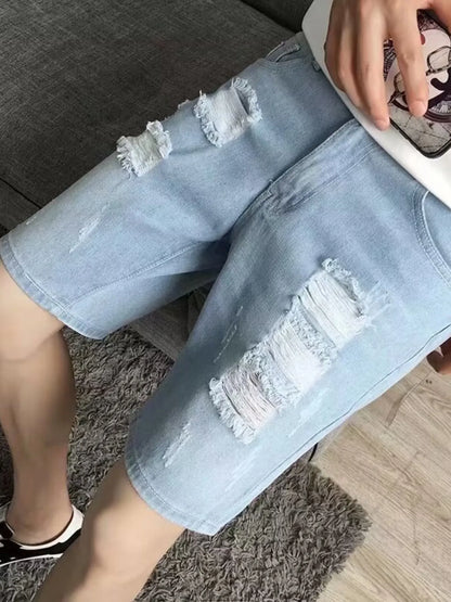 Men's Distressed Wash Denim Shorts - Fashorio