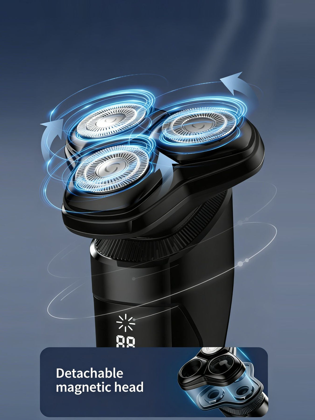 Rotary shaver three head detail