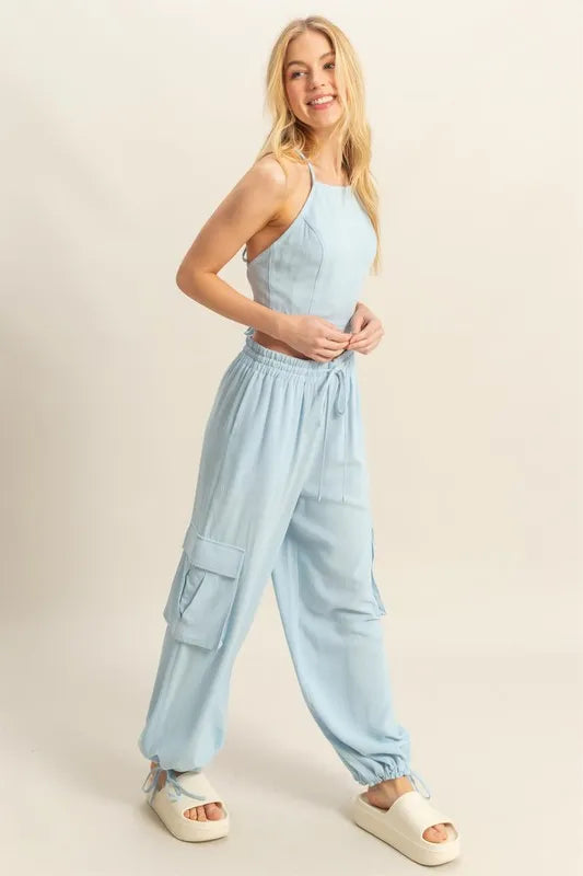 HYFVE Crop Top and Cargo Pants Set - Fashorio