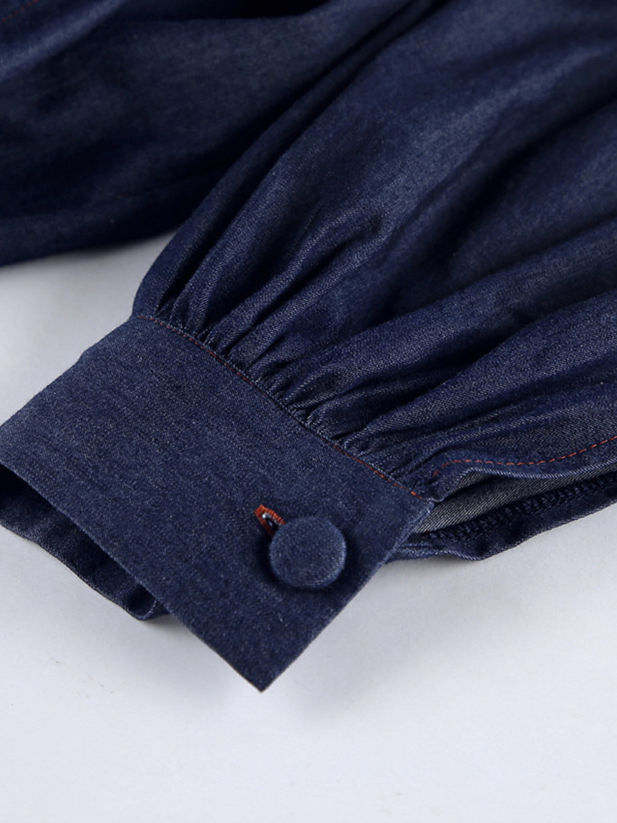 Navy tie front denim set full outfit