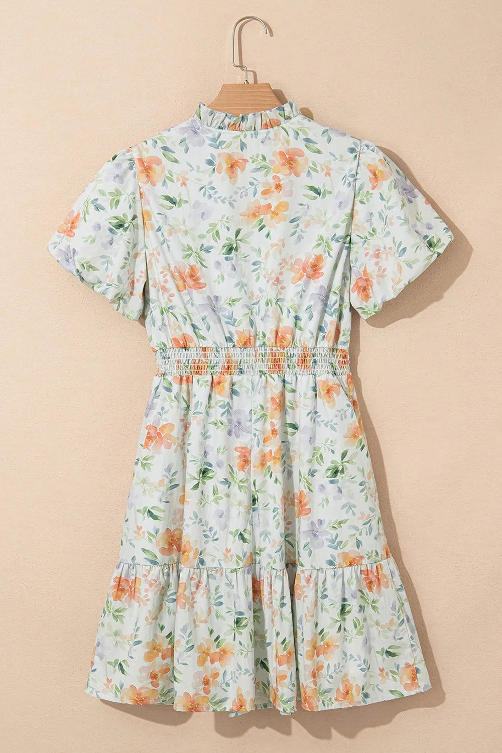 Puff sleeve floral dress frill detail