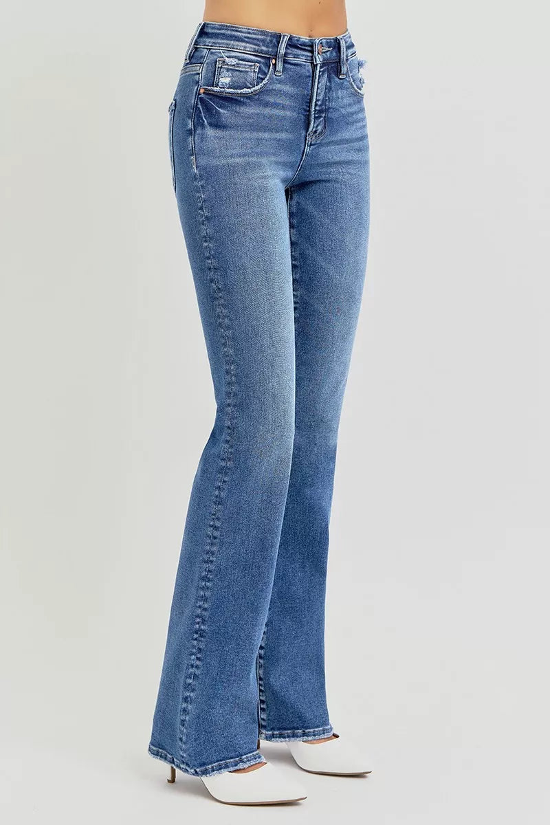 RISEN straight leg dark wash jeans back view