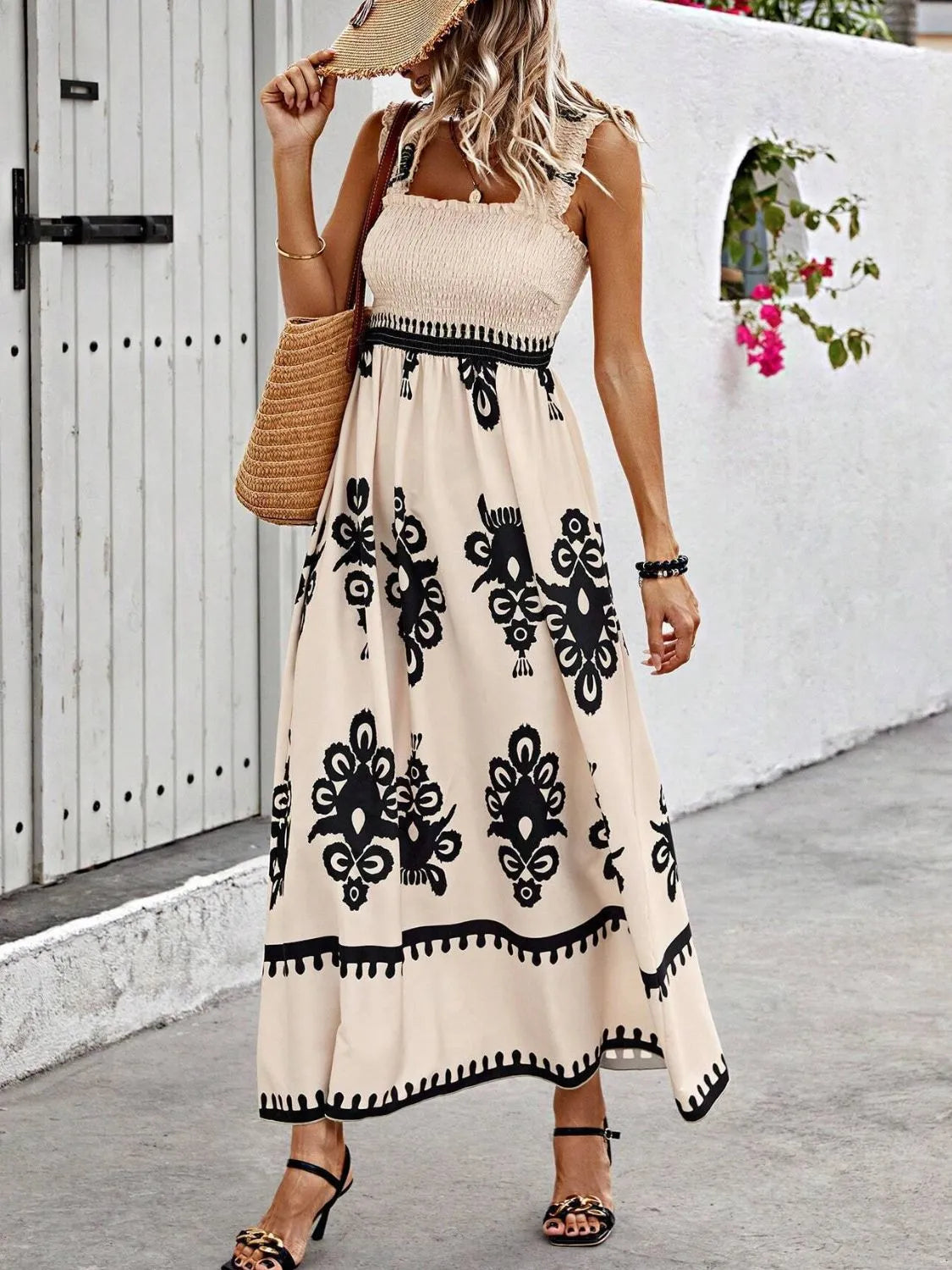 Wide strap maxi dress back view